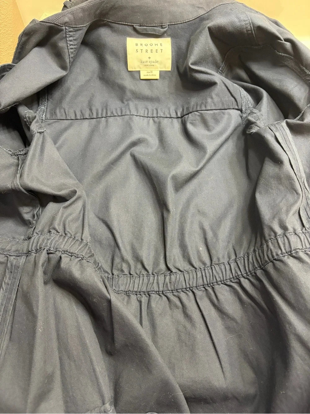 Kate Spade Broome Street Navy Utility Ruffle Chore Jacket XS